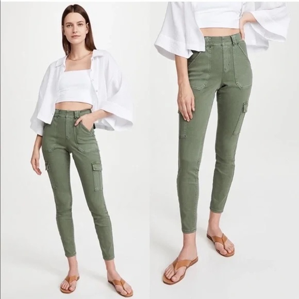 High-Rise Utility Cargo Skinny Pants - Olive